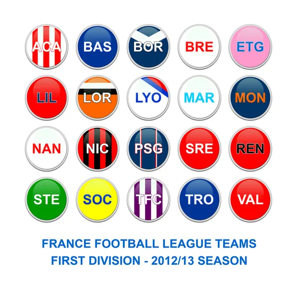 France first division football league teams buttons Stock Photo