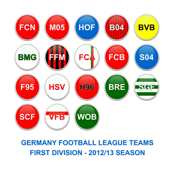 Germania squadre di calcio di prima divisione pulsanti — Foto Stock
