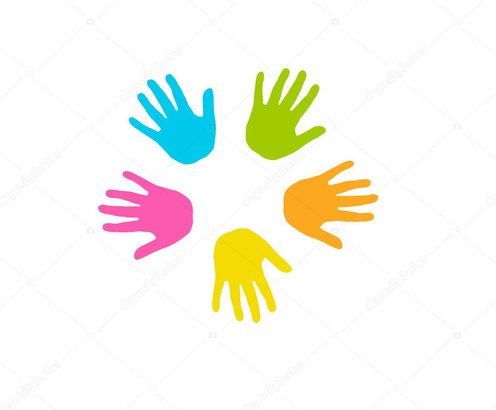 Colourful hands for a logotype