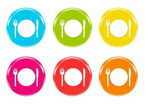Icônes colorées avec plat à manger — Photo