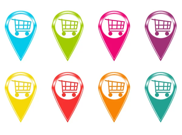Zestaw ikon symbolem zakupy wózki — Zdjęcie stockowe