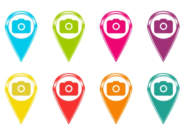 Set di icone con simbolo della fotocamera — Foto Stock