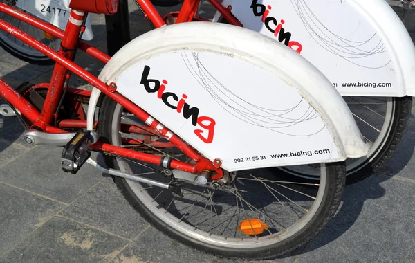 Some bicycles of the bicing service in Barcelona, Spain — Stock Photo, Image