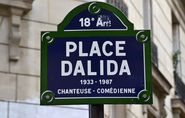 Street sign tribute to Dalida in Paris, France Royalty Free Stock Images