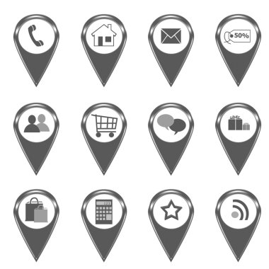 web veya haritalar üzerinde işaretçileri için simge kümesi