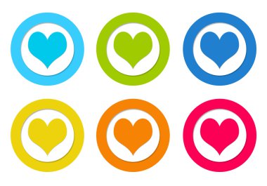 kalp simgesi olan yuvarlak simgeler