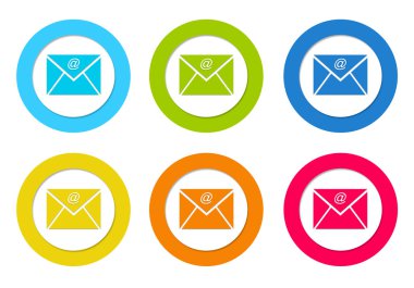 e-posta simgesi olan yuvarlak simgeler