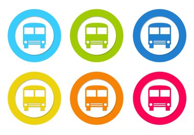 otobüs sembolü ile yuvarlak simgeler ayarla