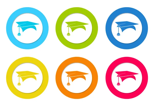Набор круглых иконок с символом окончания школы — стоковое фото