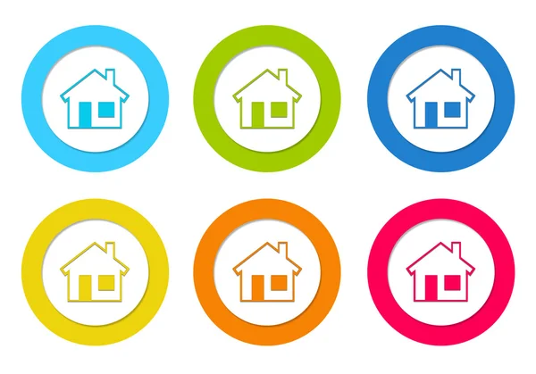 Set of rounded icons with house symbol — Stock Photo, Image