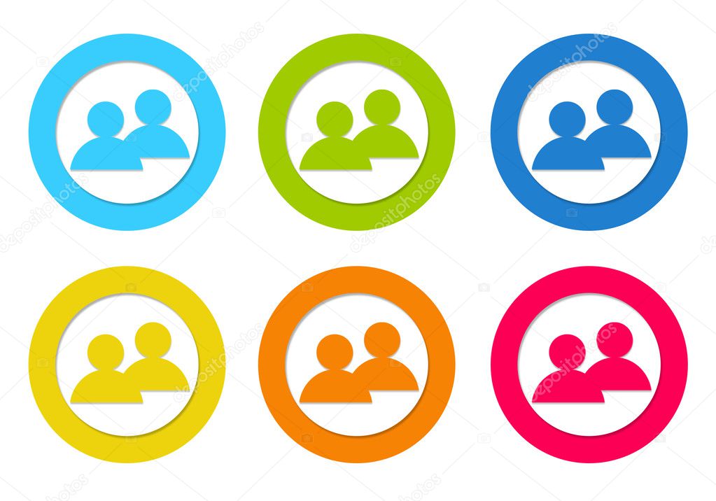 Set of rounded icons with people symbol