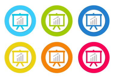 sunu sembolü ile renkli yuvarlak simgeler