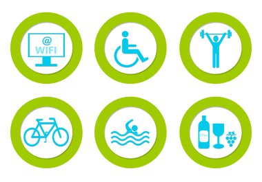 Kutsal kişilerin resmi içinde mavi ve yeşil renkler farklı semboller ile