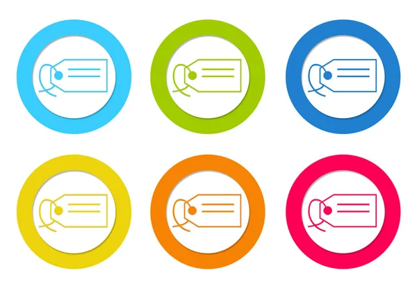 Set of colorful rounded icons with label symbol — Stock Photo, Image