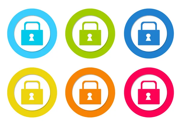 Färgglada rundade ikoner med en låssymbol — Stockfoto