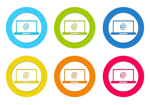 Colorful rounded icons with computer symbol — Stock Photo, Image