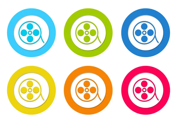 Set of rounded icons with movie symbol — Stock Photo, Image