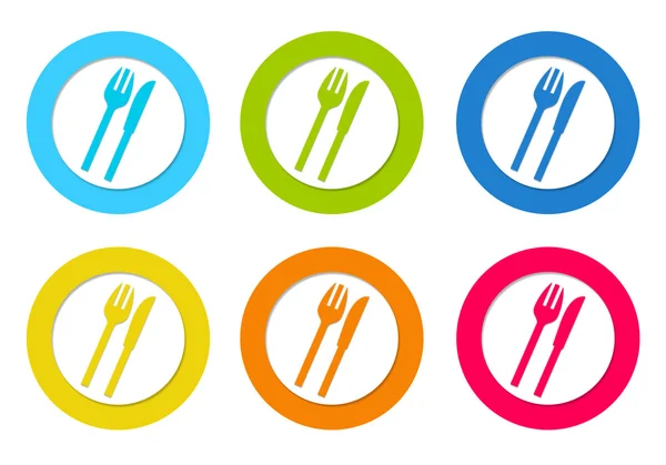 Set of rounded icons with restaurant symbol — Stock Photo, Image