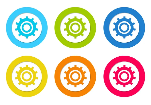 Set of rounded icons with gears symbol — Stock Photo, Image