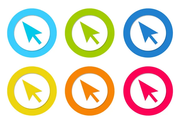 Rounded colorful icons with arrow symbol — Stock Photo, Image