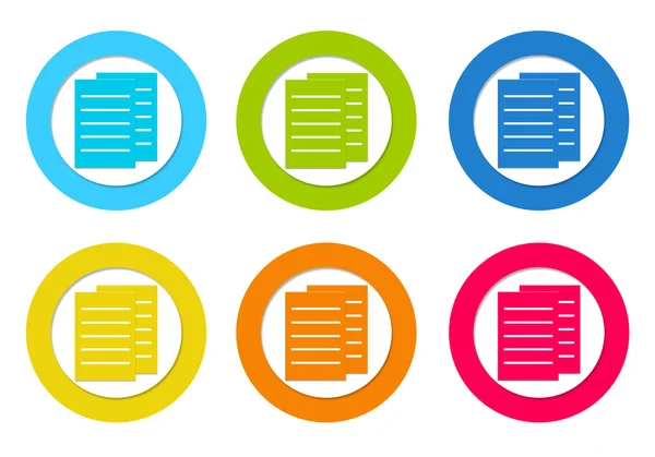 Colorful rounded icons with documents or news symbol — Stock Photo, Image