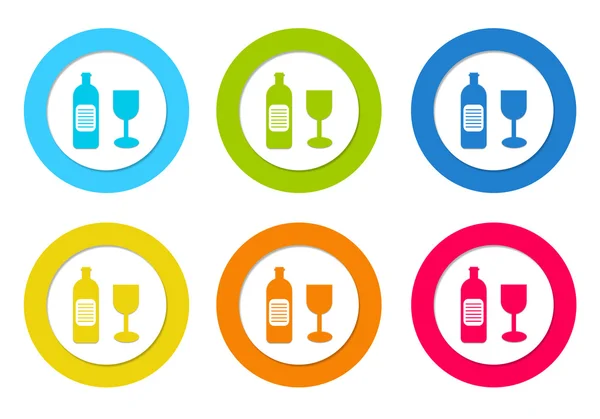 Färgglada rundade ikoner med drink symbol — Stockfoto