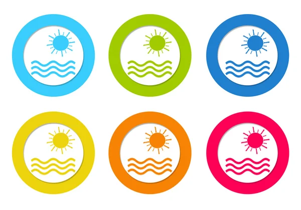 Colorful rounded icons with beach symbol — Stock Photo, Image