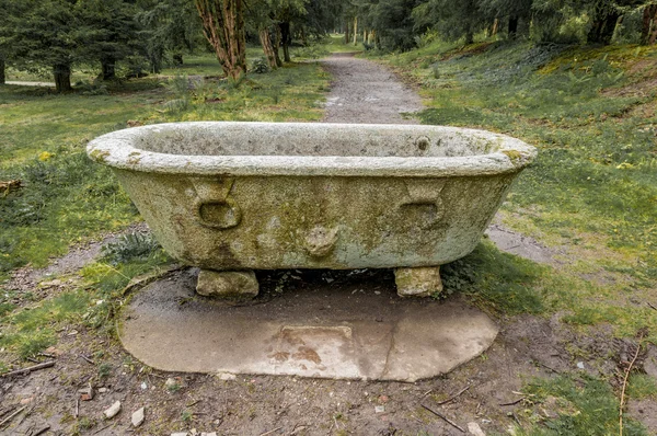 Oude concrete bad in een tuin — Stockfoto