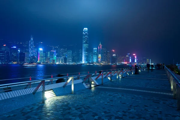 Night Cityscape Sea Skyscrapers Background — Stock Photo, Image