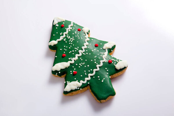 christmas gingerbread cookies on white background