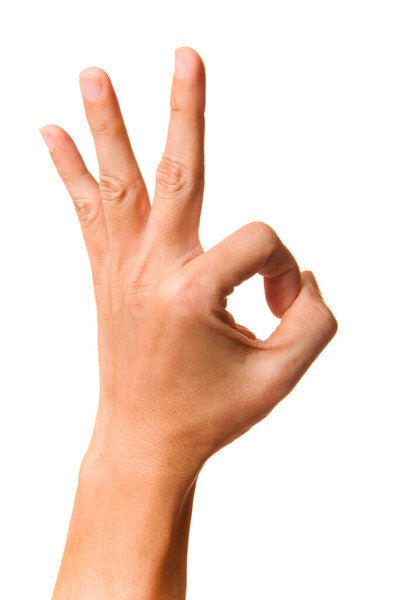 hand showing ok sign isolated on white background