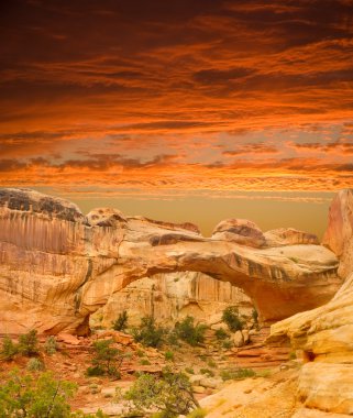 Natural arch at sunset in Capital Reef National Park clipart