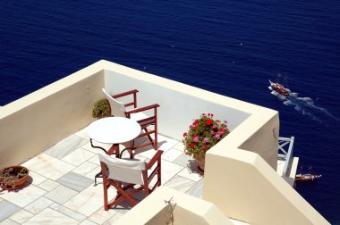 Yunan Adası santorini, veranda