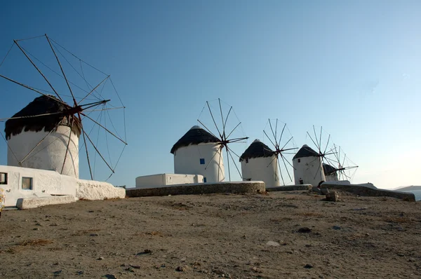 Windmills in the setting sun — Stock Photo, Image