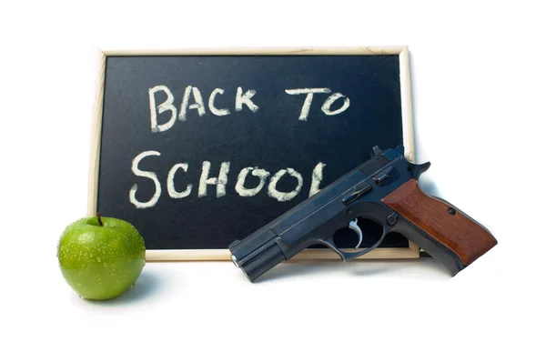 Terug naar school schoolbord teken — Stockfoto