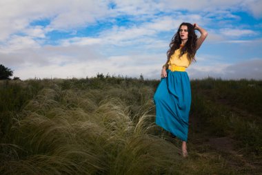 alandaki uzun saçlı güzel genç kız