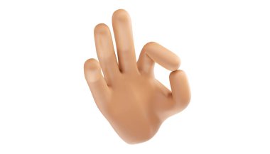 Tamam işareti gösteren bir elin 3D görüntüsü. resimleme