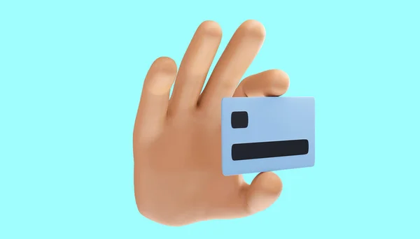 Tecknad Hand Håller Ett Kreditkort Isolerad Bakgrund Illustration — Stockfoto