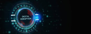 Dijital bozulma dönüşüm yeniliği teknoloji iş dünyası internet kavramı. 3d illüstrasyon