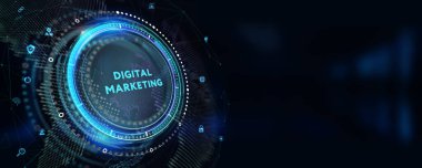 İş, Teknoloji, İnternet ve ağ konsepti. Dijital pazarlama içeriği planlama reklam stratejisi konsepti. 3d illüstrasyon