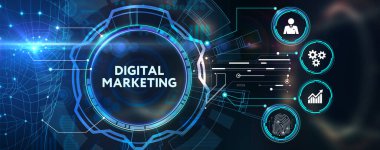 İş, Teknoloji, İnternet ve ağ konsepti. Dijital Pazarlama içerik planlama reklam stratejisi kavramı.