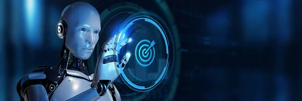 Negocios Tecnología Internet Concepto Red Conocimiento Habilidades Abilidad Robot Pulsando —  Fotos de Stock