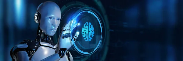 Intelligenza Artificiale Apprendimento Automatico Moderne Tecnologie Informatiche Concetti Robot Premendo — Foto Stock