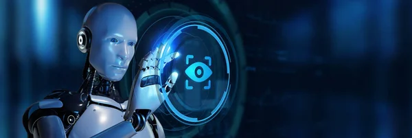 Seguridad Cibernética Protección Datos Tecnología Empresarial Concepto Privacidad Robot Pulsando —  Fotos de Stock