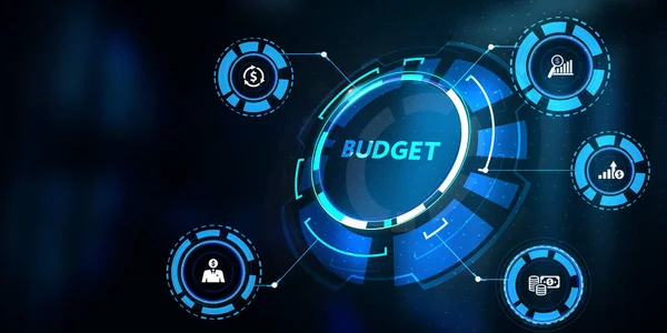 Koncepcja Finansowania Biznesu Planowania Budżetu Wirtualnym Ekranie Interfejsu Biznes Technologia — Zdjęcie stockowe