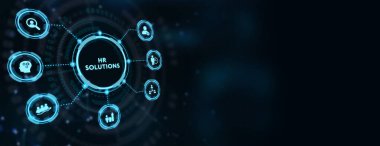 İş, Teknoloji, İnternet ve ağ konsepti. HR Çözümleri. 3B illüstrasyon