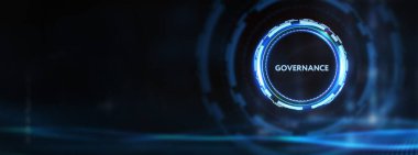 İş, Teknoloji, İnternet ve ağ konsepti. GOVERNANCE başarılı iş kavramı 3D illüstrasyon