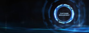 İş, Teknoloji, İnternet ve ağ konsepti. Yazıyı gösterir: CUSTOMER Nişanı. 3B illüstrasyon