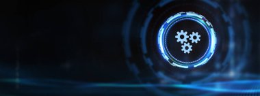 İş, Teknoloji, İnternet ve ağ konsepti. Otomasyon Yazılım Teknolojisi İşlem Sistemi 3D illüstrasyon