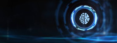 Yapay zeka (yapay zeka), makine öğrenme ve modern bilgisayar teknolojileri kavramları. İş, Teknoloji, İnternet ve ağ konsepti. 3B illüstrasyon